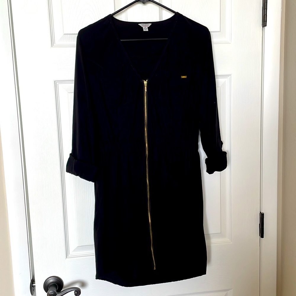 GUESS BLACK DRESS WITH FOLD UP SLEEVES